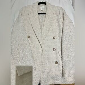 Women White Chic Tweed Blazer